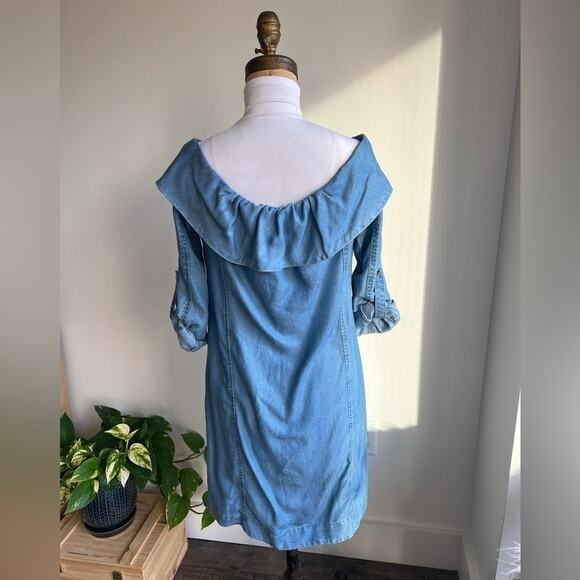 Anthropologie Pilcro Off-The-Shoulder Chambray Midi Dress Size 2 - Picture 4 of 8